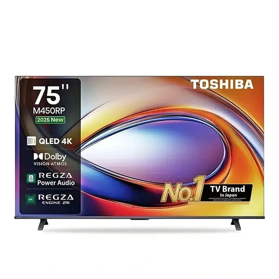 TV TOSHIBA 75″ - CONNECTÉE - QLED 4K - UHD - AI 4K UPSCAL - VIDAA - APPLE TV - WIFI - BT - HDMI - USB - 75M450RP
