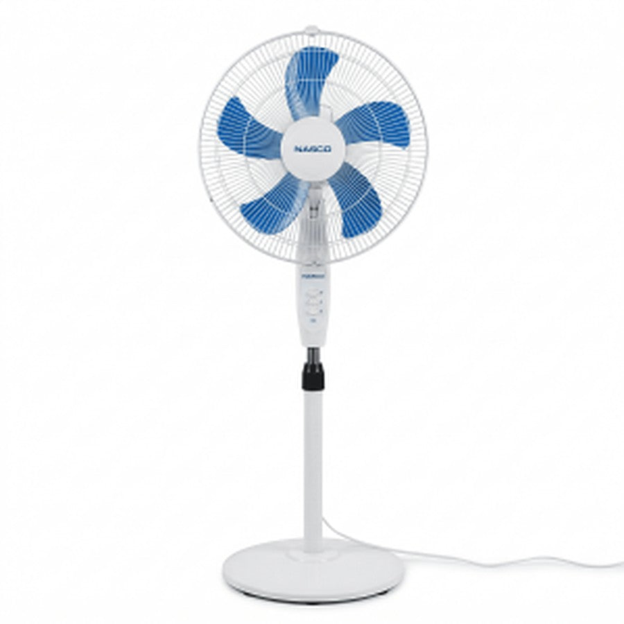 VENTILATEUR A PIED NASCO 16''/ 40W / 3 VITESSES / BLANC - 5 HELICES BLEU/ 1PC/CTN /220-240V - NASCO ACHAT / VENTE - FS40-24