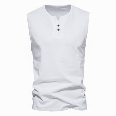 Importé - T-Shirt Hommes Décontractés Col Ouvert Sans Manches 100% Coton
