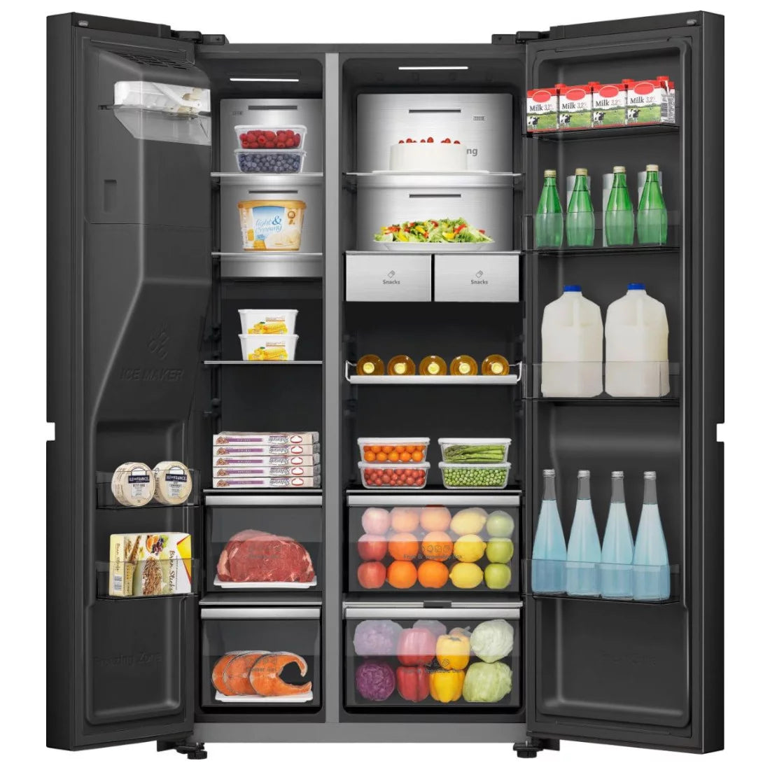 HISENSE REFRIGERATEUR AMERICAIN DEUX PORTES INVERTER 614LT DISTRIBUTEUR D'EAU ET DE GLACE - CONNECT LIFE - RS9P628GTF2