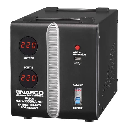 NASCO STABILISATEUR AUTOMATIQUE 3000VA COMPTEUR DIGITAL - NAS-3000VA-NR