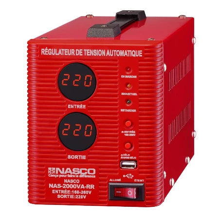 NASCO STABILISATEUR AUTOMATIQUE 2000VA COMPTEUR DIGITAL - NAS-2000VA-RR