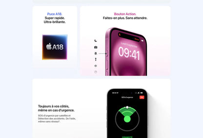 Reconditionné - Apple iPhone 16 8/256Go - Garantie 12 mois