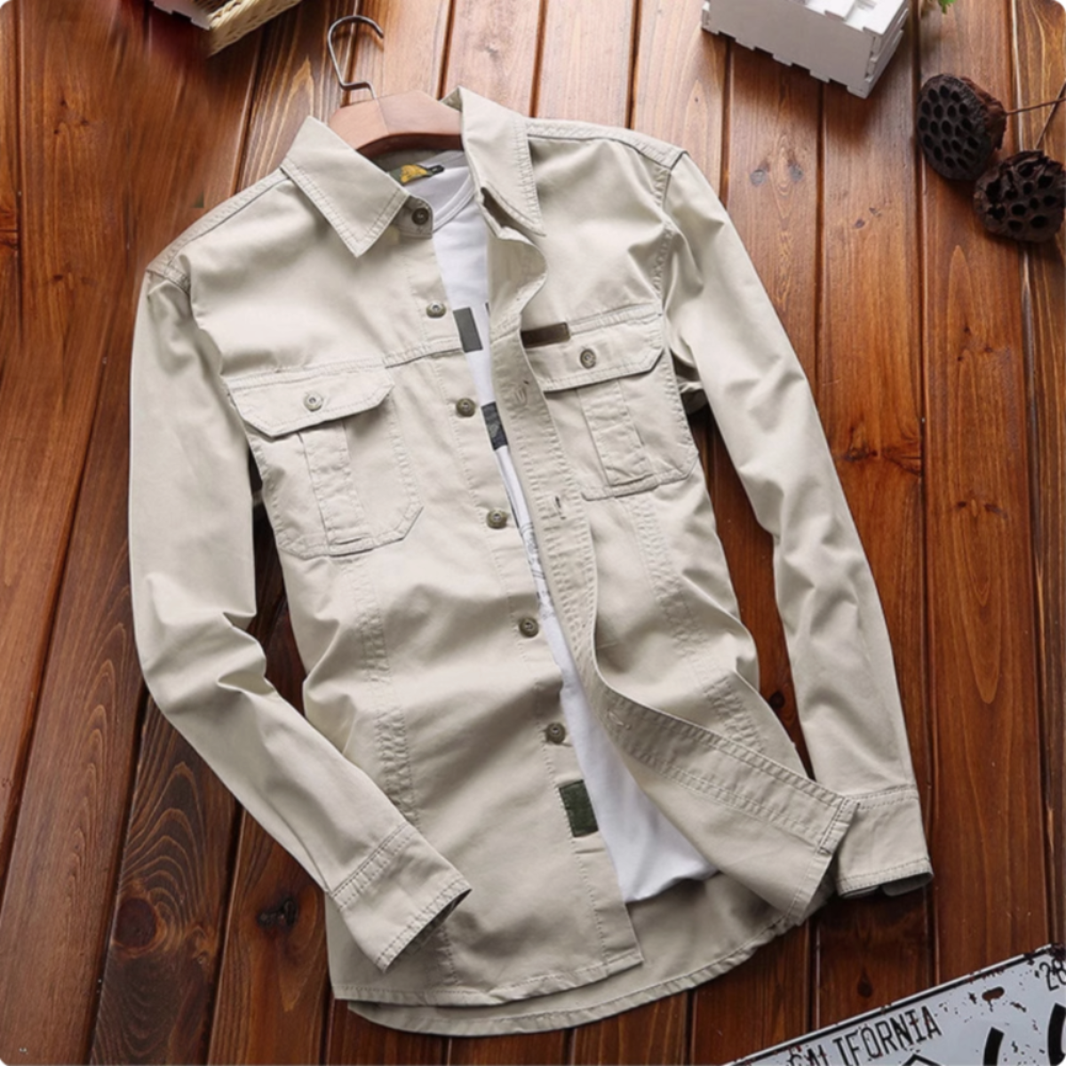 Importé - Chemise Homme Pur Coton Lourd Slim Manche Longue