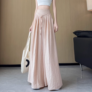 Importé - Pantalon Femme Coton Taille Haute Décontracté