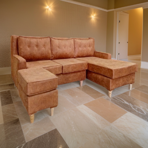 Salon Canapé Lérot - 5 Places + Poof - Marron