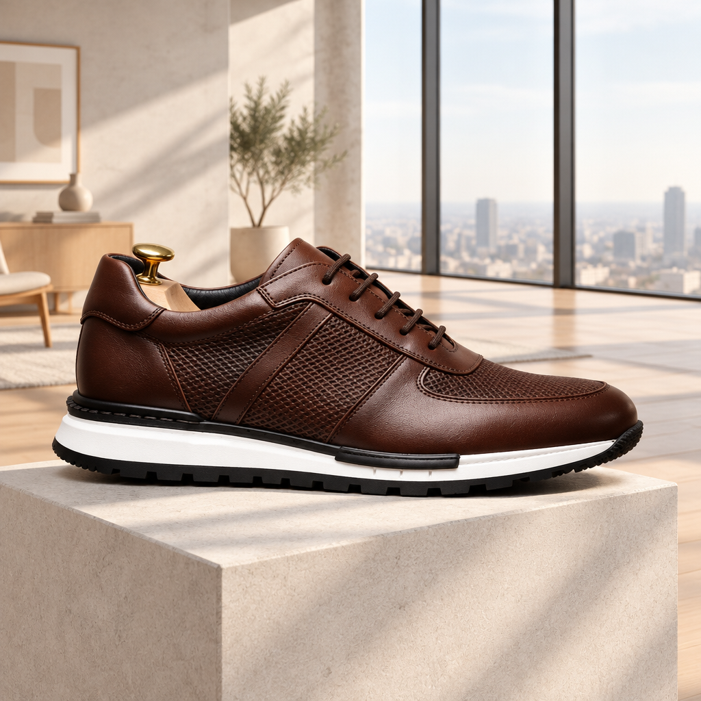 Importé - Chaussures Homme Cuir de Vachette Gaufré Respirantes