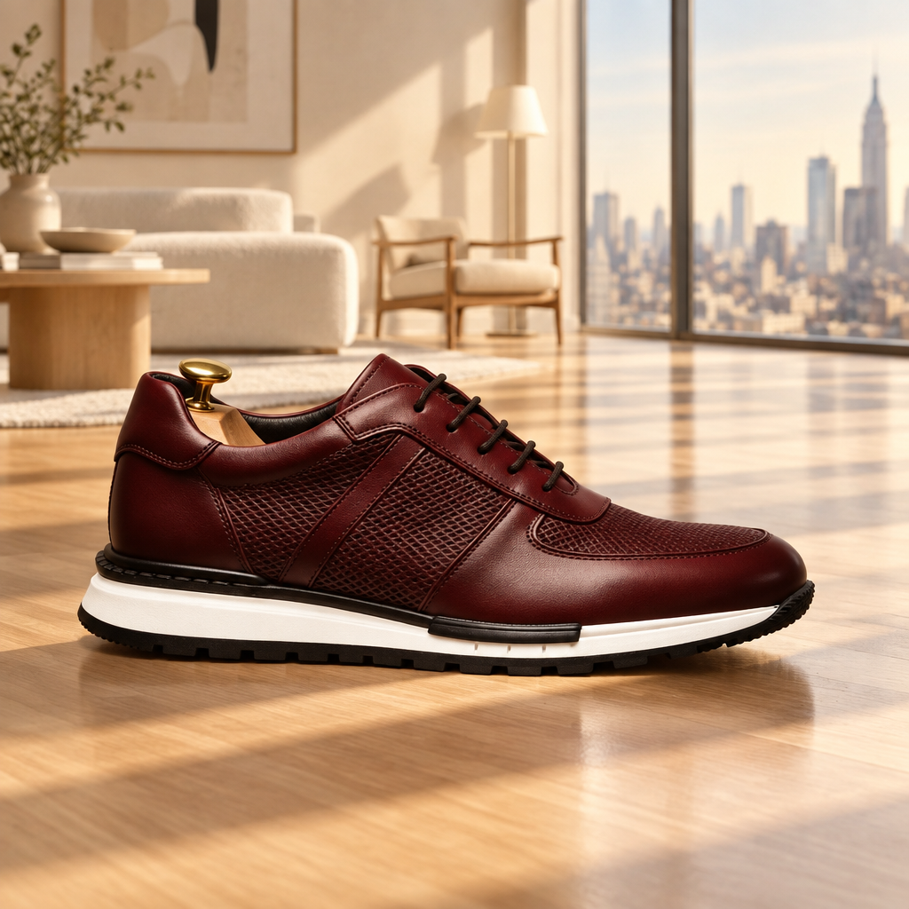 Importé - Chaussures Homme Cuir de Vachette Gaufré Respirantes