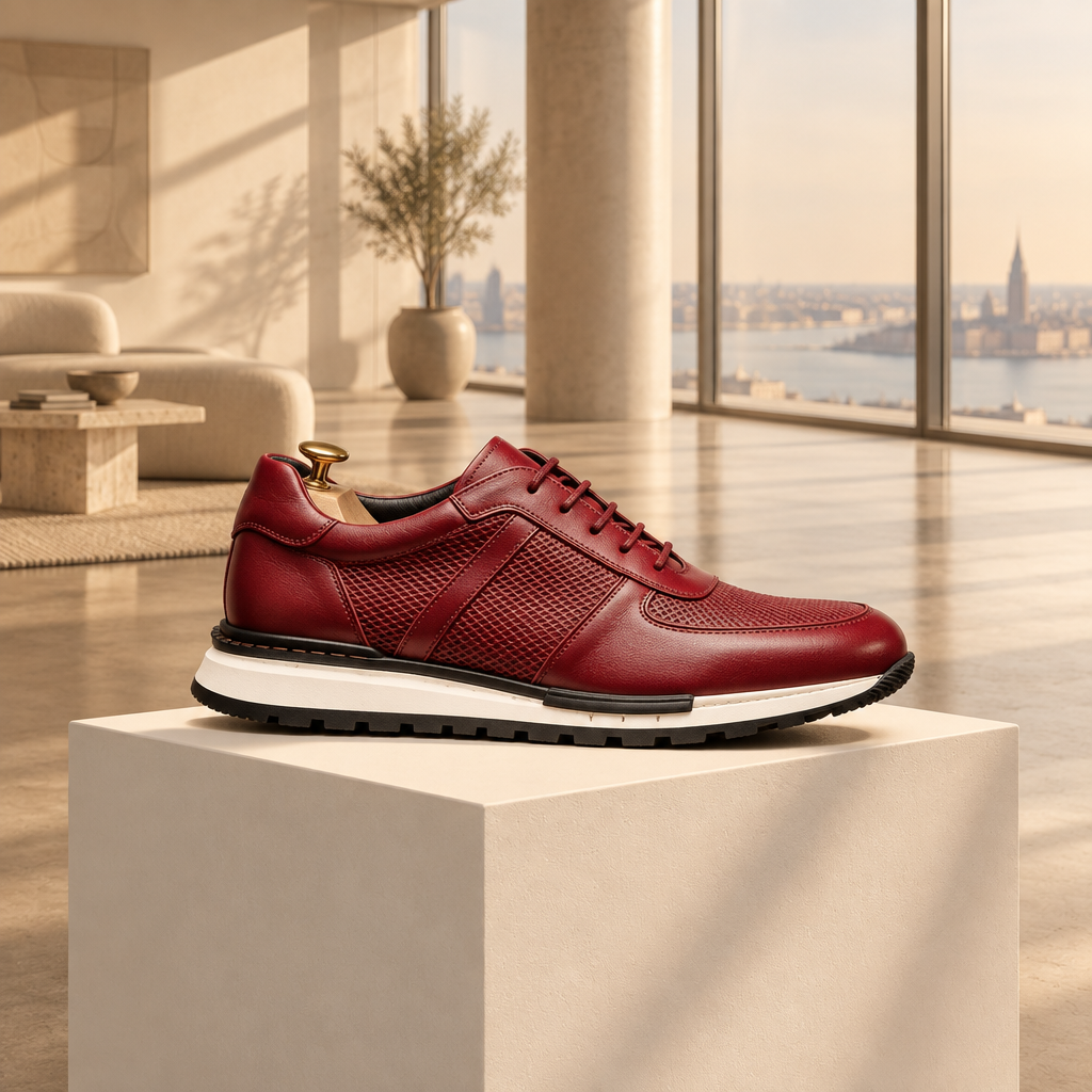Importé - Chaussures Homme Cuir de Vachette Gaufré Respirantes
