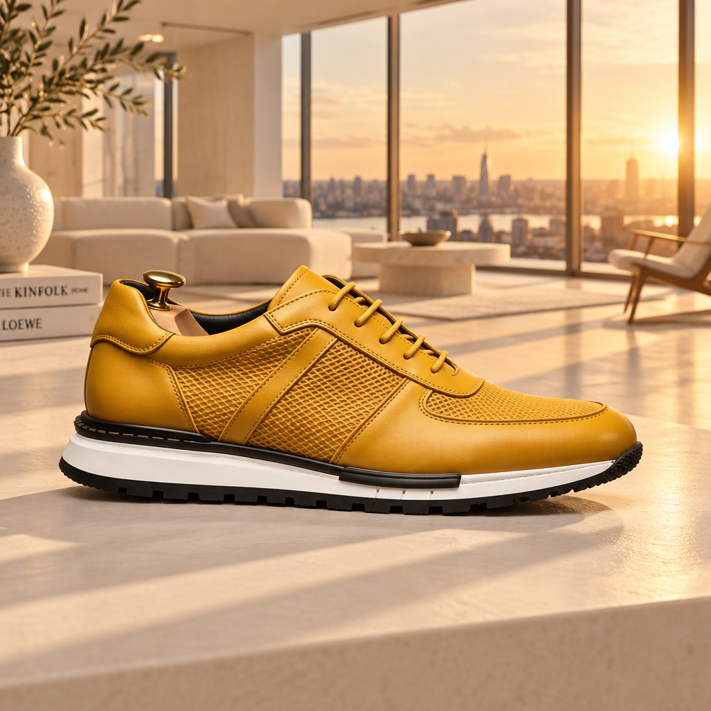 Importé - Chaussures Homme Cuir de Vachette Gaufré Respirantes