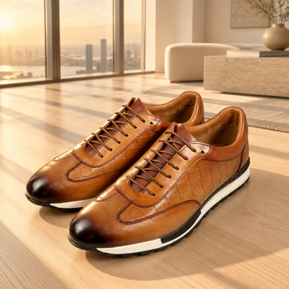 Importé - Chaussures Homme en Cuir de Vachette Faites Main Casual à Lacets Grandes Pointures
