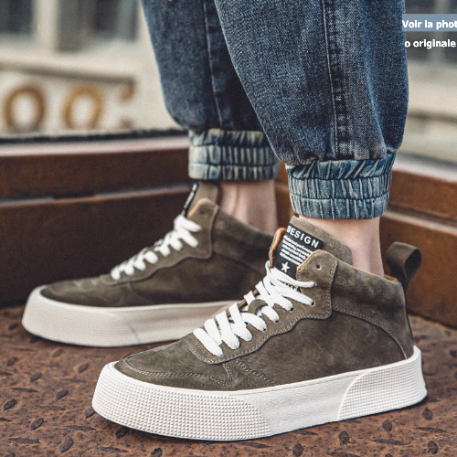 Importé - Chaussure Homme Baskets Rétro Semi Montantes Cuir Daim