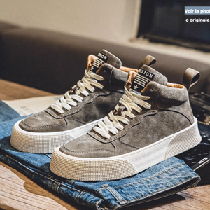 Importé - Chaussure Homme Baskets Rétro Semi Montantes Cuir Daim