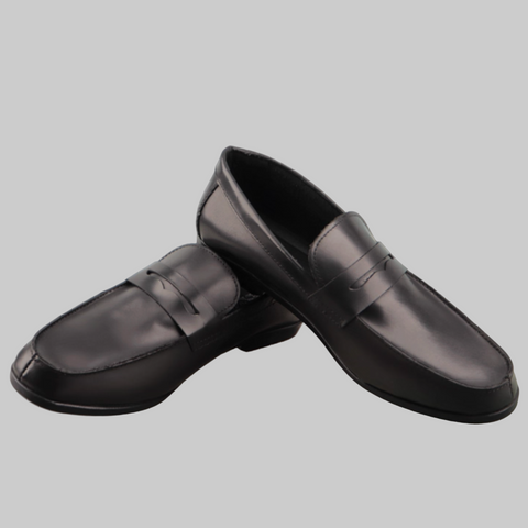 SOLDÉ - Mocassins Britannique Cuir Véritable Noir RESTE 1