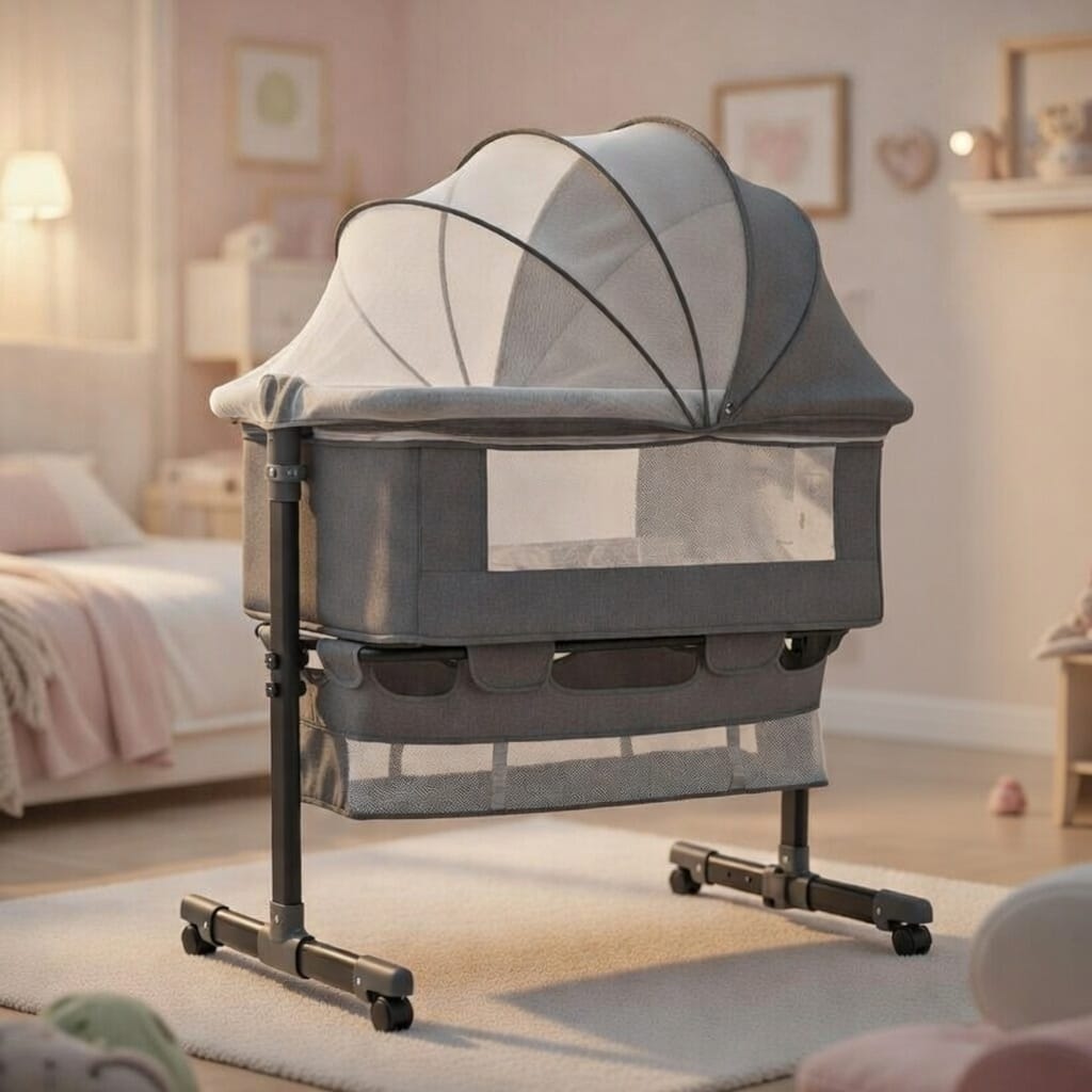 Lit Bébé Cododo + Matelas + Panier de Rangement