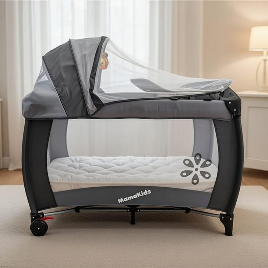 Lit Bébé Complet + Matelas Orthopédique OFFERT + Moustiquaire + Plan à langer