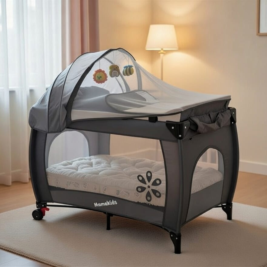 Lit Bébé Complet + Matelas Orthopédique OFFERT + Moustiquaire + Plan à langer