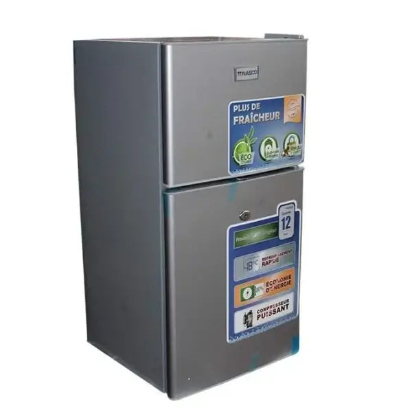 RÉFRIGÉRATEUR DOUBLE PORTES NASCO - 76L - ÉCONOMIQUE - UN ESPACE AU CONGÉLATEUR - R600A - NASF2-105FL-DS