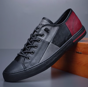 IMPORTÉ - Chaussure Homme Tennis à Lacets Cuir MicroFibre Mixé Surpiqué