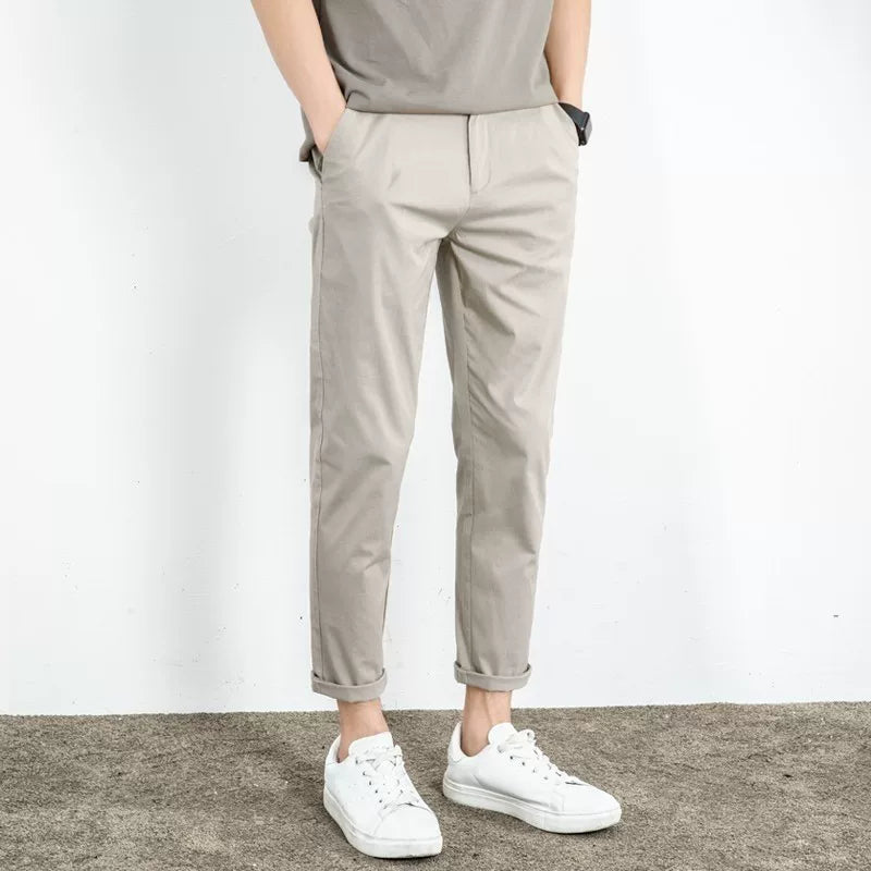 Importé - Pantalon Pur Coton Coupe Slim Homme Décontracté