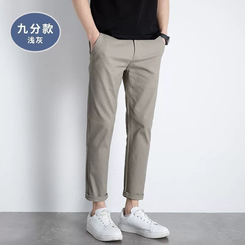 Importé - Pantalon Pur Coton Coupe Slim Homme Décontracté