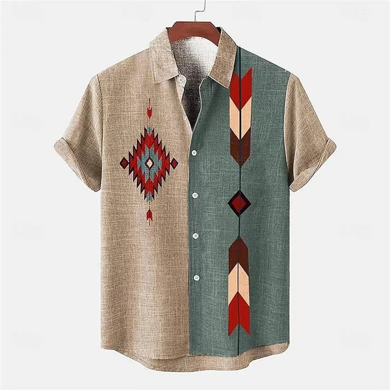 Importé - Chemise Homme Coton Lin Décontracté Manche Courte