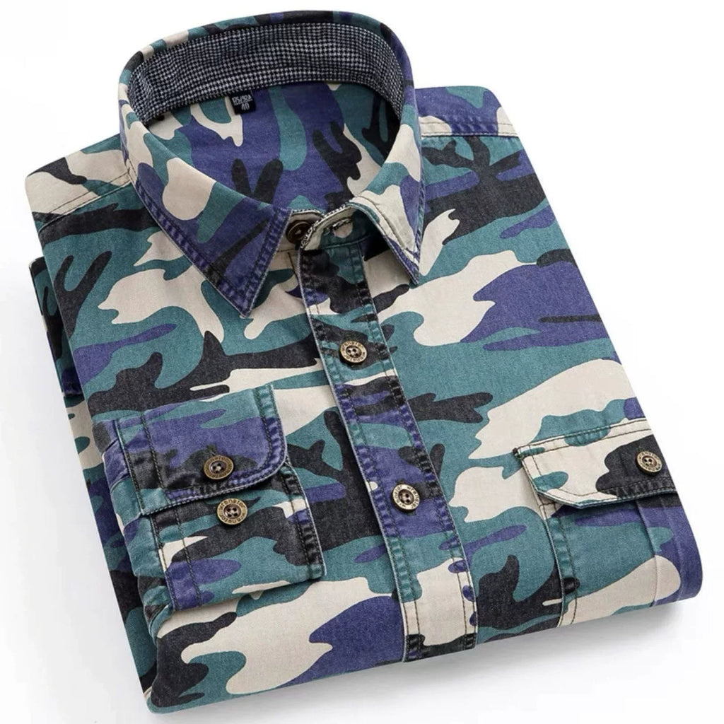 Importé - Chemise Homme Camouflage A Manches Longues En Coton
