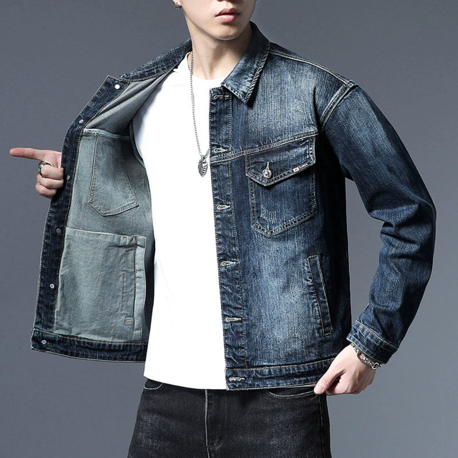 Importé - Jacket Jean Coton Denim Délavé Homme Slim Fit