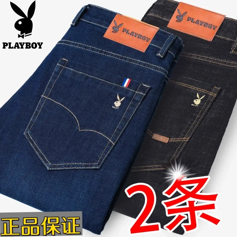 Importé - Playboy Lot 2x Pantalons Jean Stretch Homme Décontracté