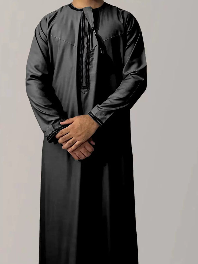 Importé - Boubou Homme Qamis Décontracté Manches Longues Avec fermeture éclair