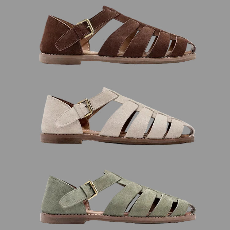 Importé - Chaussure Sandales A Lanières En Cuir Daim