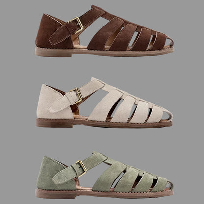 Importé - Chaussure Sandales A Lanières En Cuir Daim