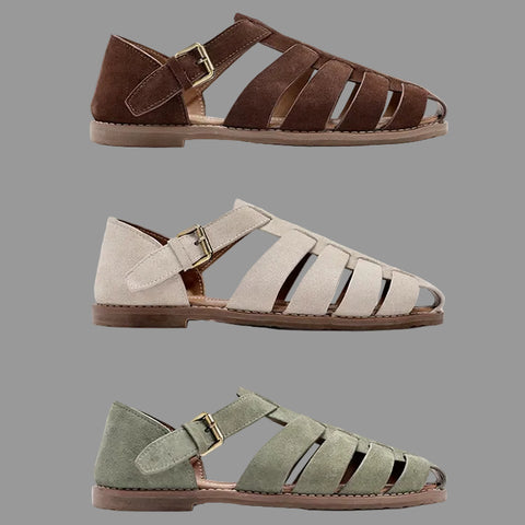 Importé - Chaussure Sandales A Lanières En Cuir Daim