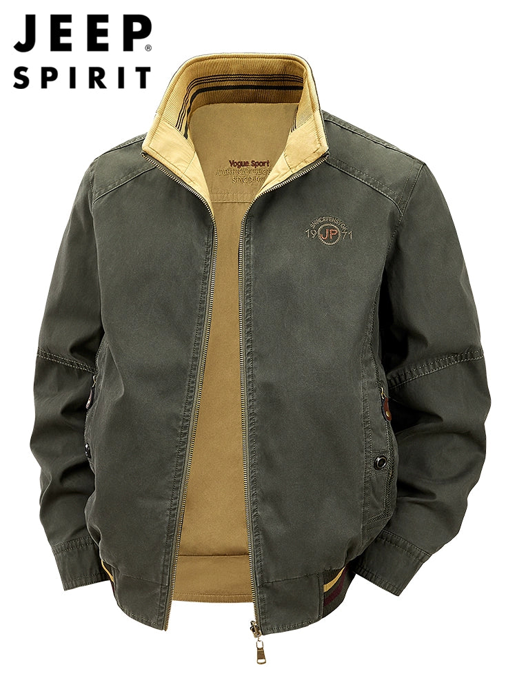 Importé - Veste Jacket 2Face Homme Col Montant Manches Longues 100% coton