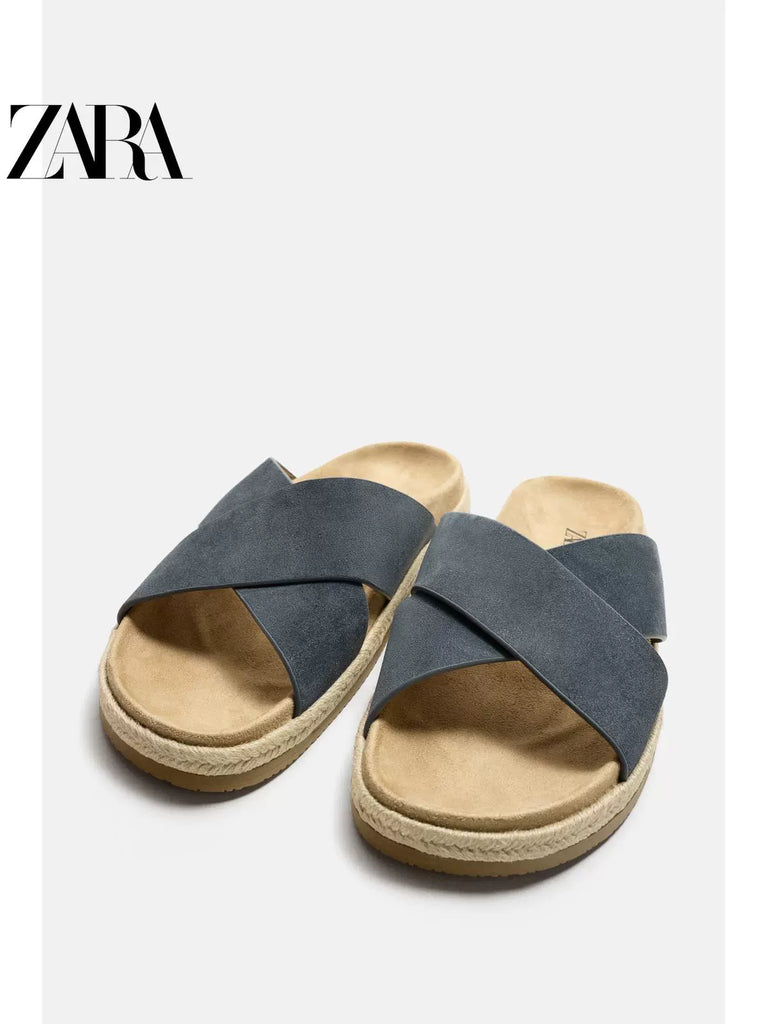 Importé - ZARA NEW - Sandales Homme A Lanières En Cuir