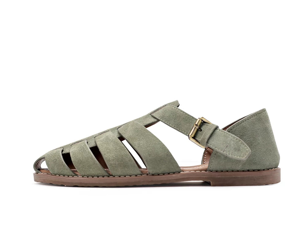 Importé - Chaussure Sandales A Lanières En Cuir Daim