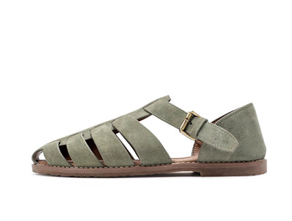 Importé - Chaussure Sandales A Lanières En Cuir Daim