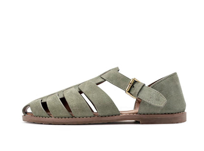 Importé - Chaussure Sandales A Lanières En Cuir Daim