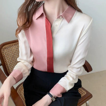 Importé - Chemisier Femme  Manches Longues Tendance En Mousseline De Soie