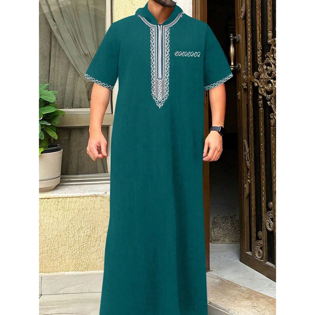 Importé - Boubou Homme Brodé Emirats Manche Courte