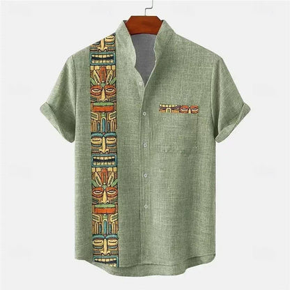 Importé - Chemise Homme Coton Lin Décontracté Manche Courte
