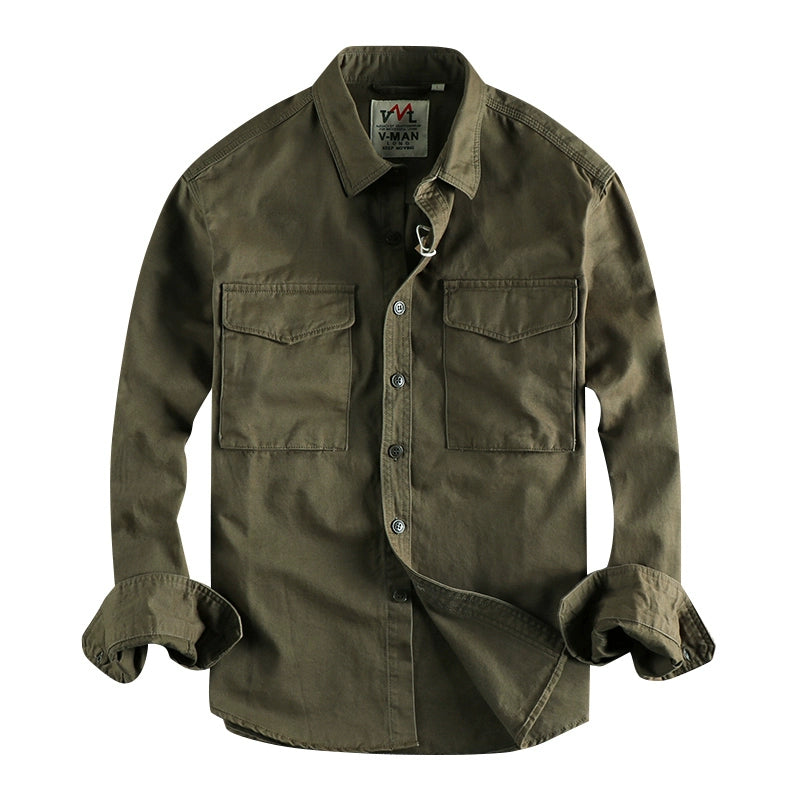 Importé - Chemise Homme Rétro Délavée Tendance Manches Longues