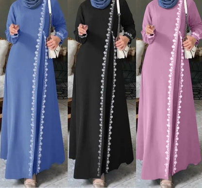 Importé -  Boubou Ample Femme en dentelle Avec Brodé Manches Longues
