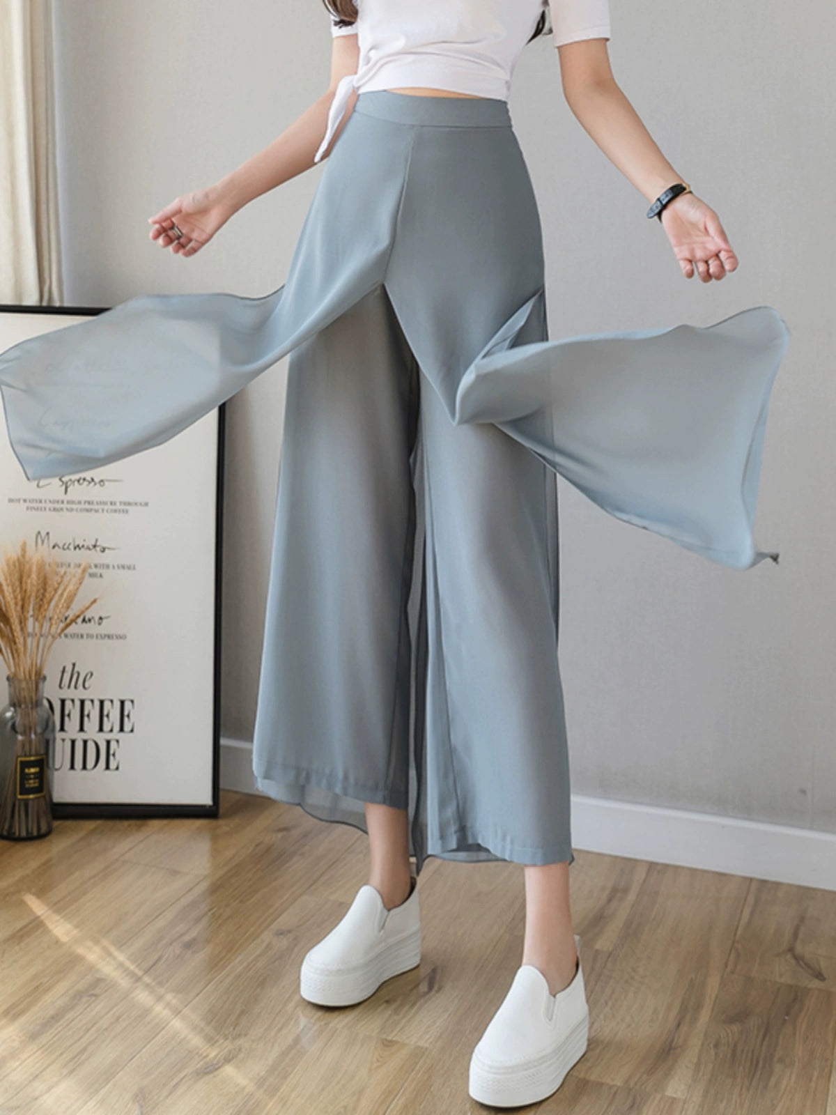 Importé - Pantalon Femme En Mousseline De Soie