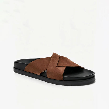 Importé - Sandale  100% Cuir  De Daim Homme Antidérapantes Et Confortable