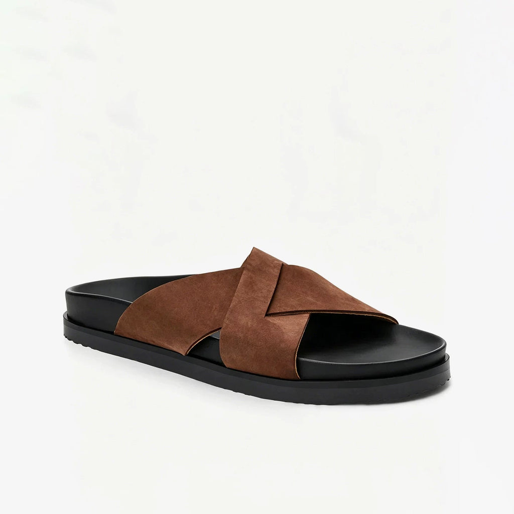 Importé - Sandale  100% Cuir  De Daim Homme Antidérapantes Et Confortable
