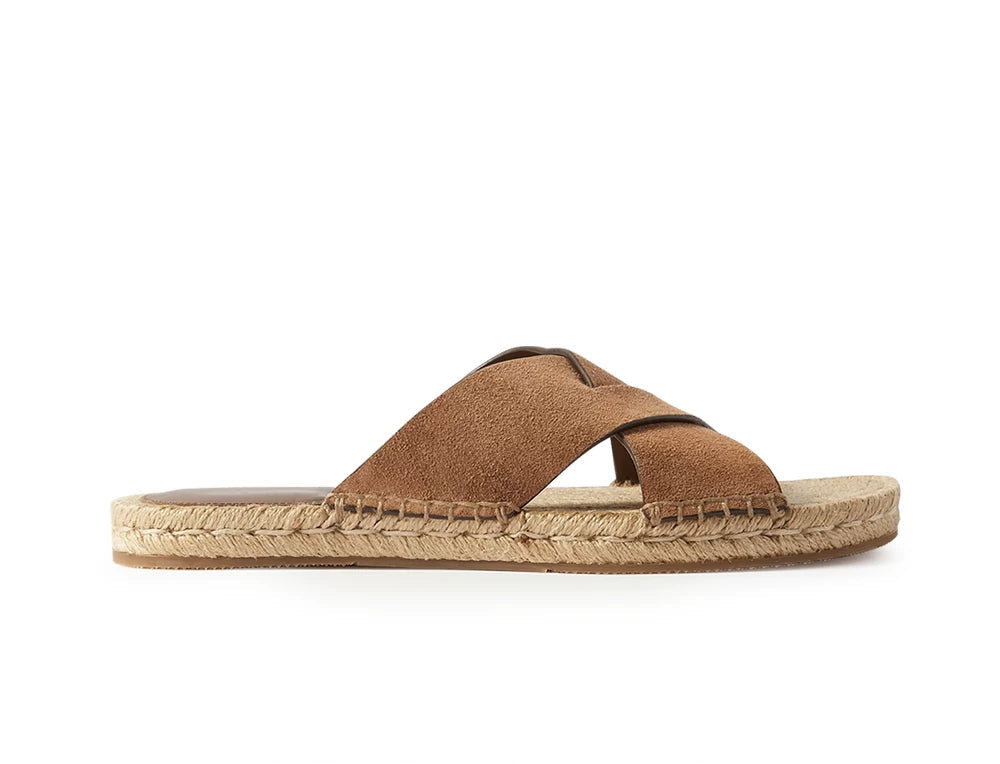 Importé - Chaussure Sandales Plates Décontractées Cuir Daim