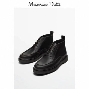 Importé - Massimo Dutti Chaussure Homme Bottines Britannique En Cuir Noir
