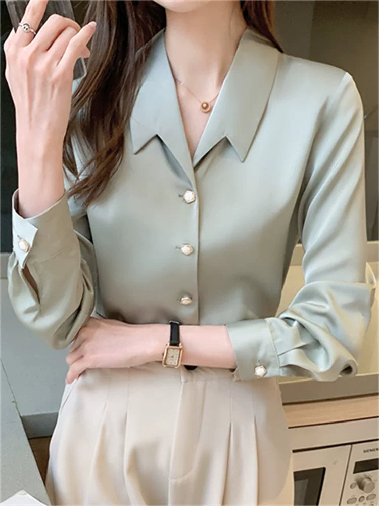 Importé - Chemisier Femme  Manches Longues En Satin