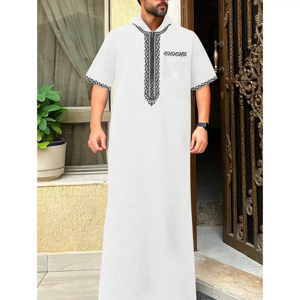 Importé - Boubou Homme Brodé Emirats Manche Courte
